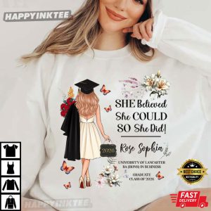 She Believed She Could Class of 2026 Graduation Custom Name T Shirt (1)