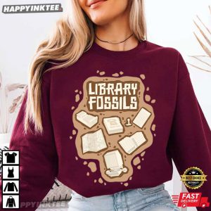 Library Fossils Prehistoric Summer Reading Book Lover T Shirt (1)