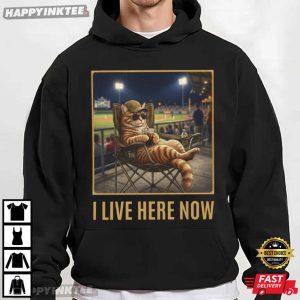 Cat Coffee Ballfield Baseball Field I Live Here Now Funny T Shirt (4)