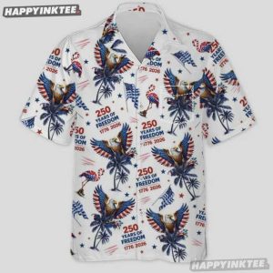 USA 250 Years Of Freedom 1776–2026 Patriotic Eagle Flamingo Hawaiian Shirt (3)