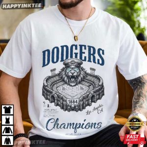 Los Angeles Dodgers Stadium Baseball Champions Lion Mascot T-Shirt