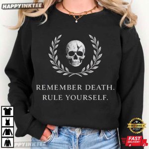 Remember Death Rule Yourself Skull Laurel Memento Mori T Shirt (1)