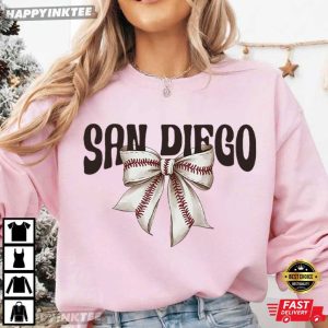 San Diego Padres Bow Tie Baseball Fan Gift T Shirt (1)