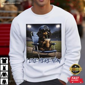 I Live Here Now Dachshund Funny Weiner Dog Baseball T Shirt (1)