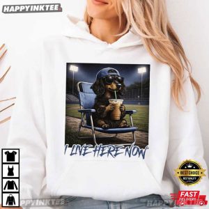 I Live Here Now Dachshund Funny Weiner Dog Baseball T Shirt (3)
