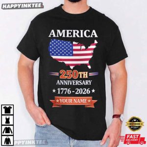 America 250th Anniversary Patriotic Custom Name T-Shirt