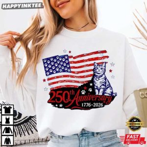 Cat 250th Anniversary 1776 2026 USA Flag Patriotic Gift T Shirt (1)
