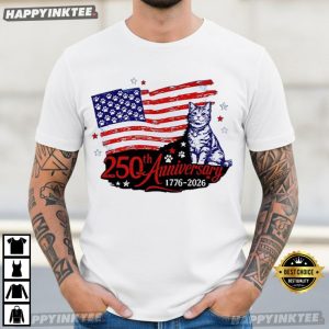 Cat 250th Anniversary 1776 2026 USA Flag Patriotic Gift T Shirt (2)