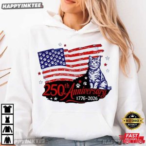 Cat 250th Anniversary 1776 2026 USA Flag Patriotic Gift T Shirt (3)