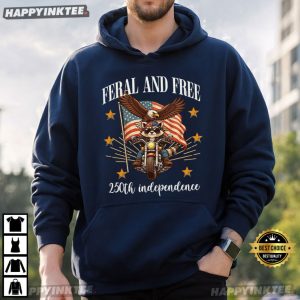 Feral And Free 250th Independence Funny Raccoon Biker T Shirt (3)