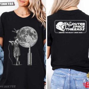Artemis II Moon Goddess With Rocket Outer Space Threads T Shirt (1)