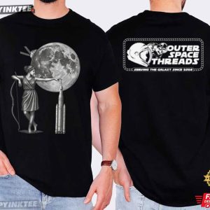 Artemis II Moon Goddess With Rocket Outer Space Threads T Shirt (2)