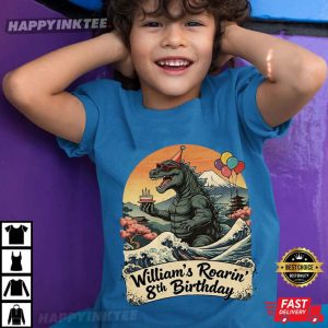 Godzilla Roaring 8th Birthday Kaiju Monster Japanese Custom Name T Shirt (4)