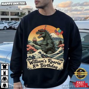 Godzilla Roaring 8th Birthday Kaiju Monster Japanese Custom Name T Shirt (1)
