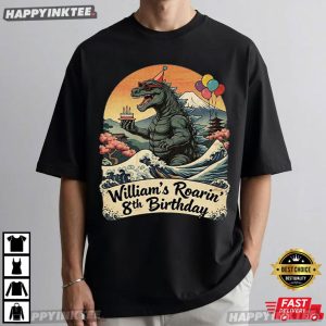 Godzilla Roaring 8th Birthday Kaiju Monster Japanese Custom Name T Shirt (2)