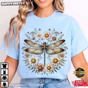 Dragonfly Floral Botanical Insect Nature Lover Gift T Shirt (4)