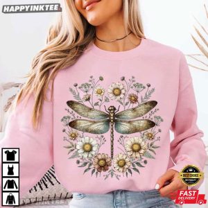 Dragonfly Floral Botanical Insect Nature Lover Gift T Shirt (1)