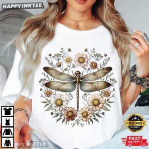 Dragonfly Floral Botanical Insect Nature Lover Gift T Shirt (2)