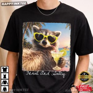 Feral And Salty Raccoon Sunglasses Cocktail Summer Beach T Shirt (4)