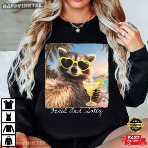 Feral And Salty Raccoon Sunglasses Cocktail Summer Beach T Shirt (1)