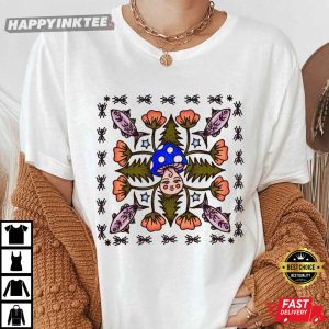 Mushroom Fish Tattoo Hiking T Shirt (1)
