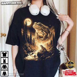Frog Howling At The Moon Gift For Frog Lover T Shirt (2)