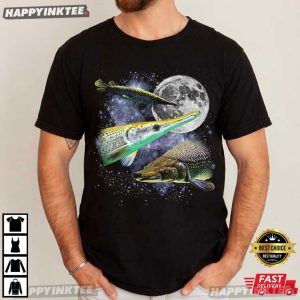 Three Alligator Gar Moon Atractosteus Spatula Galaxy Fish T Shirt (1)