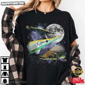 Three Alligator Gar Moon Atractosteus Spatula Galaxy Fish T Shirt (2)