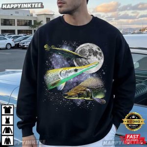 Three Alligator Gar Moon Atractosteus Spatula Galaxy Fish T Shirt (3)