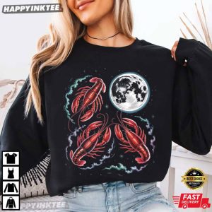 Three Crawfish Moon Galaxy Space Animal Lover T Shirt (1)