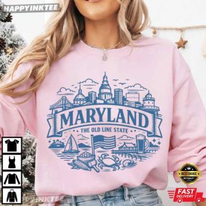 Maryland The Old Line State Travel Gift T Shirt (3)