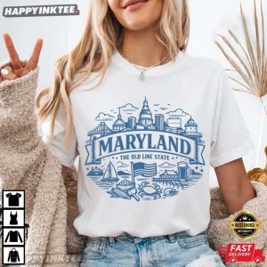 Maryland The Old Line State Travel Gift T Shirt (4)