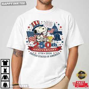 America 250th Anniversary Patriotic Snoopy Dog 4th of July T Shirt (4)