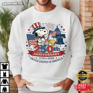 America 250th Anniversary Patriotic Snoopy Dog 4th of July T Shirt (1)