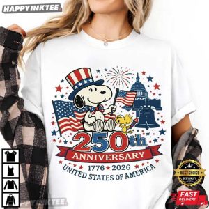 America 250th Anniversary Patriotic Snoopy Dog 4th of July T Shirt (2)
