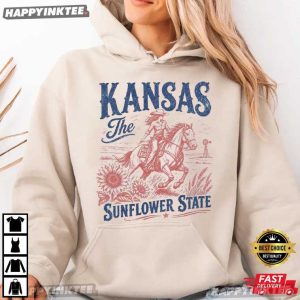 Kansas Sunflower State Vintage Western Cowgirl Horse T Shirt (2)