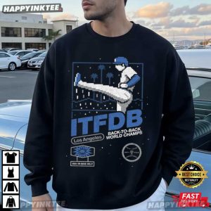 Shohei Ohtani LA Kick Celly ITFDB Back To Back World Champs T Shirt (1)