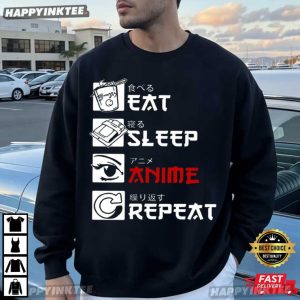 Eat Sleep Anime Repeat Funny Anime Fan Gift T Shirt (1)