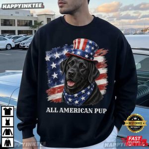 All American Pup Patriotic Labrador Fourth of July T Shirt (1)