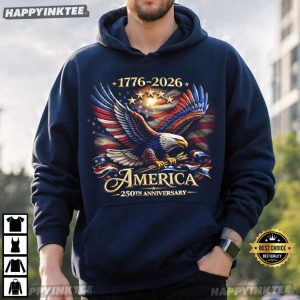 America 250th Anniversary Patriotic Bald Eagle 4th of July T Shirt (4)