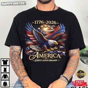 America 250th Anniversary Patriotic Bald Eagle 4th of July T Shirt (2)