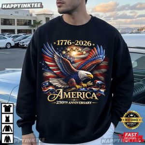 America 250th Anniversary Patriotic Bald Eagle 4th of July T Shirt (3)