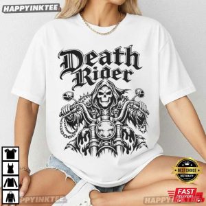 Death Rider Skull Motorcycle Grim Reaper Biker T Shirt (3)