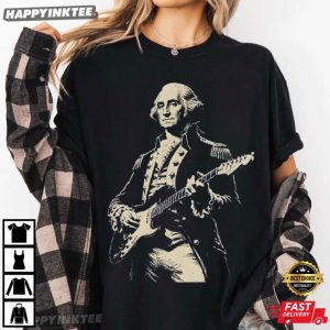 George Washington Playing Guitar Funny American History T Shirt (4)