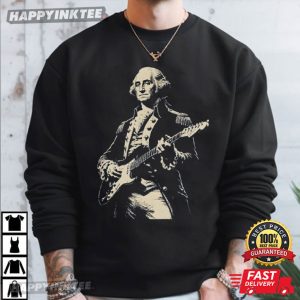 George Washington Playing Guitar Funny American History T Shirt (1)