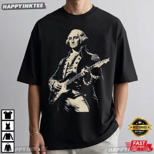 George Washington Playing Guitar Funny American History T Shirt (3)