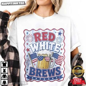 USA 250th Anniversary Red White Brews 4th of July Drinking Beer T Shirt (3)