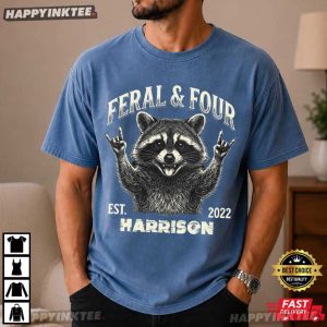 Raccoon Feral And Four 4th Birthday Custom Name T Shirt (2)