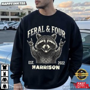 Raccoon Feral And Four 4th Birthday Custom Name T Shirt (3)