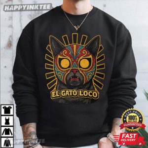 El Gato Loco Vintage Lucha Cat Graphic T Shirt (1)